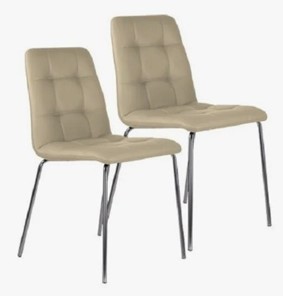 Комплект обеденных стульев 2 шт. BRABIX "Twins CF-011", хром каркас, экокожа, бежевый, 532766 в Бузулуке
