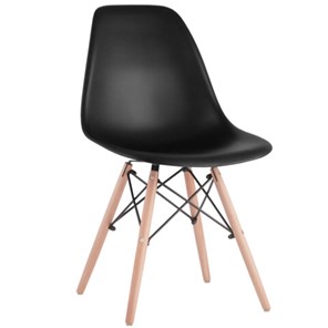 Комплект обеденных стульев 4 шт. BRABIX "Eames CF-010", пластик черный, опоры дерево/металл, 532631, 2033A в Бузулуке