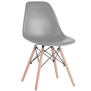 Комплект обеденных стульев 4 шт. BRABIX "Eames CF-010", пластик серый, опоры дерево/металл, 532632, 2033A в Бузулуке