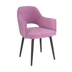 Обеденный стул Берта, велюр тенерифе розовый/Цвет металл черный в Орске