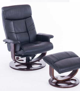 Кресло J6011 для релаксации нат. кожа / дерево, черный в Орске