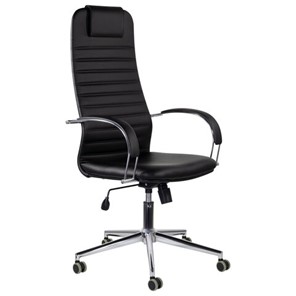 Кресло Brabix Premium Pilot EX-610 CH (хром, кожзам, черное) в Бузулуке