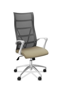 Офисное кресло Топ X белый каркас, сетка/ткань TW / серая/светло-серая в Бузулуке