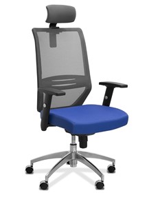 Кресло для персонала Aero с подголовником, сетка/ткань TW / черная/ синяя в Орске