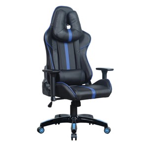 Кресло компьютерное BRABIX "GT Carbon GM-120", две подушки, экокожа, черное/синее, 531930 в Орске