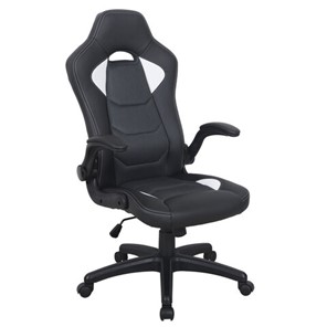 Офисное кресло BRABIX "Skill GM-005", откидные подлокотники, экокожа, черное/белое, 532493 в Бузулуке