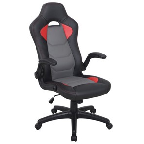 Офисное кресло BRABIX "Skill GM-005", откидные подлокотники, экокожа, черное/красное, 532496 в Орске