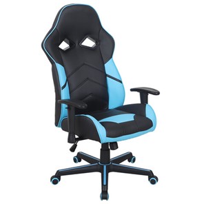 Офисное кресло BRABIX "Storm GM-006", регулируемые подлокотники, экокожа, черное/голубое, 532501 в Бузулуке