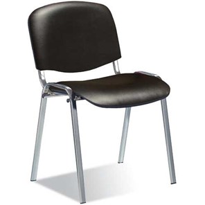 Офисный стул ДамОфис ISO ноги хром +черный кожзам в Орске