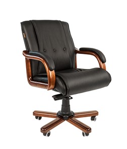 Кресло компьютерное CHAIRMAN 653M кожа черная в Бузулуке