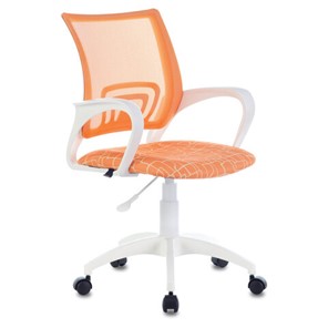 Кресло офисное Brabix Fly MG-396W (с подлокотниками, пластик белый, сетка, оранжевое с рисунком "Giraffe") 532402 в Бузулуке
