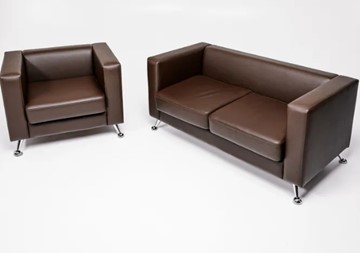 Комплект мебели Альбиони коричневый кожзам  диван 2Д + кресло в Бузулуке