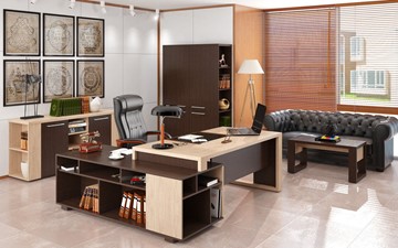 Кабинет руководителя ALTO с высоким шкафом для одежды, низким для документов и журнальным столиком в Бузулуке