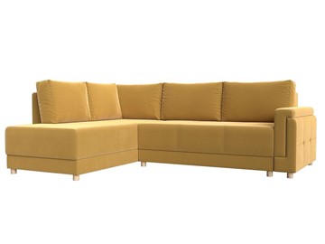 Угловой раскладной диван Лига-024, Желтый (Микровельвет) в Бузулуке