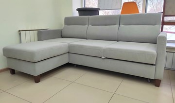 Угловой диван с оттоманкой Марсель Luma 13 серый велюр в Орске