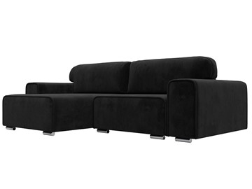 Угловой диван с оттоманкой Лига-029, Черный (Велюр) в Бузулуке