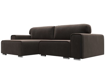 Угловой диван с оттоманкой Лига-029, Коричневый (Велюр) в Бузулуке