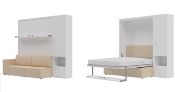 Подъемная кровать Кровать-трансформер Smart (КД 1400+ШП), шкаф правый, левый подлокотник в Орске