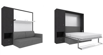 Шкаф-кровать трансформер Кровать-трансформер Smart (ШЛ+КД 1400), шкаф левый, правый подлокотник в Оренбурге