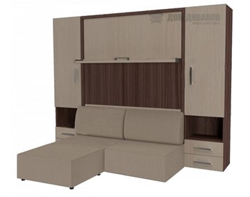 Шкаф-кровать трансформер Кровать-трансформер Smart (ШЛ+КД 1600+ШП+Пуф), 2 шкафа, без подлокотников в Орске