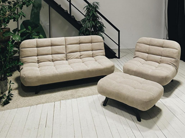 Комплект мебели Абри цвет бежевый диван + кресло +пуф пора металл в Оренбурге