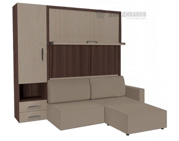 Шкаф-кровать Кровать-трансформер Smart (ШЛ+КД 1400+Пуф), шкаф левый, правый подлокотник в Орске