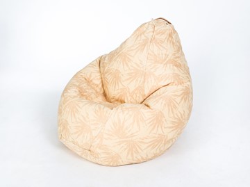 Кресло-мешок Груша среднее, жаккард, бежевые листья в Оренбурге
