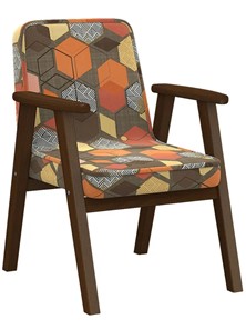 Кресло Ретро ткань геометрия коричневый, каркас орех в Орске