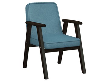 Кресло мягкое Ретро ткань голубой, каркас венге в Орске