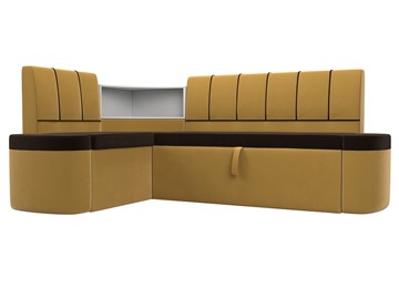 Раскладной кухонный диван Тефида, Коричневый\Желтый (Микровельвет) в Бузулуке