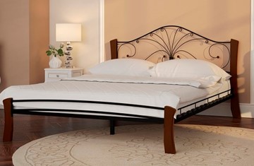 Спальная кровать Фортуна 4 Лайт, 1600, черный/махагон в Оренбурге