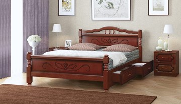 Кровать с выкатными ящиками Карина-5 (Орех) 140х200 в Орске