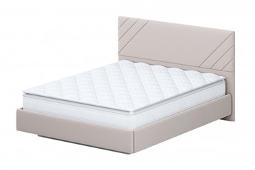 Кровать спальная №2 (универсальная 1,6х2,0) серия №2, белый/бежевый ткань/лайн бежевый ткань в Бузулуке