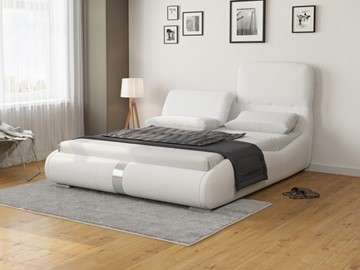 Двуспальная кровать Орматек Лукка 160х200, Экокожа (Белый) в Бузулуке