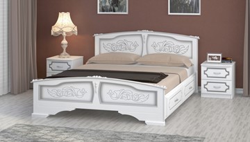 Кровать с выкатными ящиками Елена (Белый Жемчуг) 160х200 в Орске