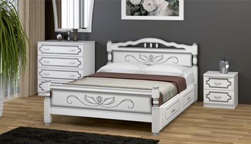 Кровать с выкатными ящиками Карина-5 (Белый Жемчуг) 160х200 в Орске