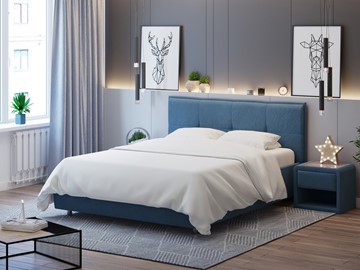 Полутороспальная кровать Lino 140х200, Велюр (Monopoly Прованский синий (792)) в Оренбурге
