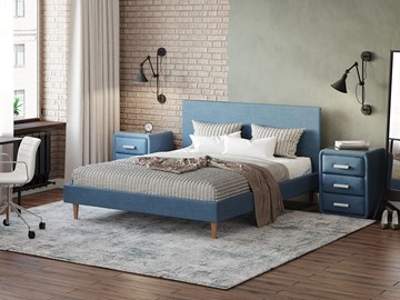 Спальная кровать Proson Claro 160х200, Рогожка (Тетра Голубой) в Орске