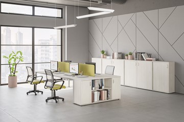 Офисный набор мебели Комфорт КФ (белый премиум) на сером металокаркасе в Орске