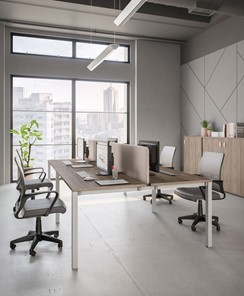 Комплект офисной мебели Комфорт КФ (дуб шамони темный) на белом металокаркасе в Бузулуке