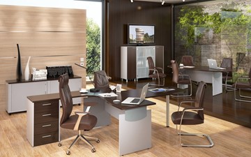 Офисный набор мебели OFFIX-NEW для двух сотрудников и руководителя в Оренбурге
