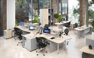 Офисный комплект мебели OFFIX-NEW для 4 сотрудников с двумя шкафами в Бузулуке