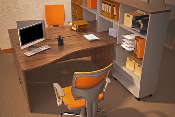 Офисный комплект мебели Милан для 2 сотрудников со стеллажом в Оренбурге