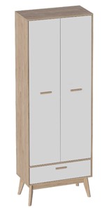 Детский шкаф 2-дверный Калгари, Дуб натуральный светлый/Белый в Бузулуке