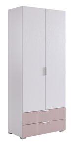 Шкаф двухдверный с ящиками Зефир 108.01 (белое дерево/пудра розовая (эмаль)) в Орске