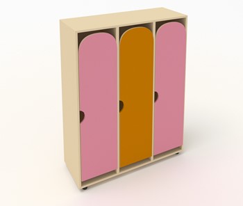 Детский шкаф распашной ШГ3 Беж+Розовый+Оранжевый в Орске