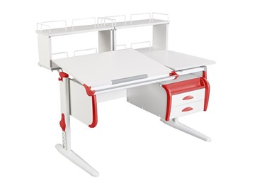 Детский стол-трансформер 1/75-40 (СУТ.25) + Polka_zz 1/600 (2 шт.) + Tumba 3  белый/белый/Красный в Бузулуке