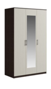 Шкаф 3 двери Светлана, с зеркалом, венге/дуб молочный в Орске