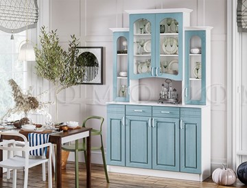Кухонный шкаф Констанция 4-х створчатый, голубой в Бузулуке