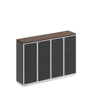 Шкаф для документов средний со стеклянными дверьми в рамке Bravo, дуб гладстоун/антрацит премиум (180,2х40х124,6) в Бузулуке